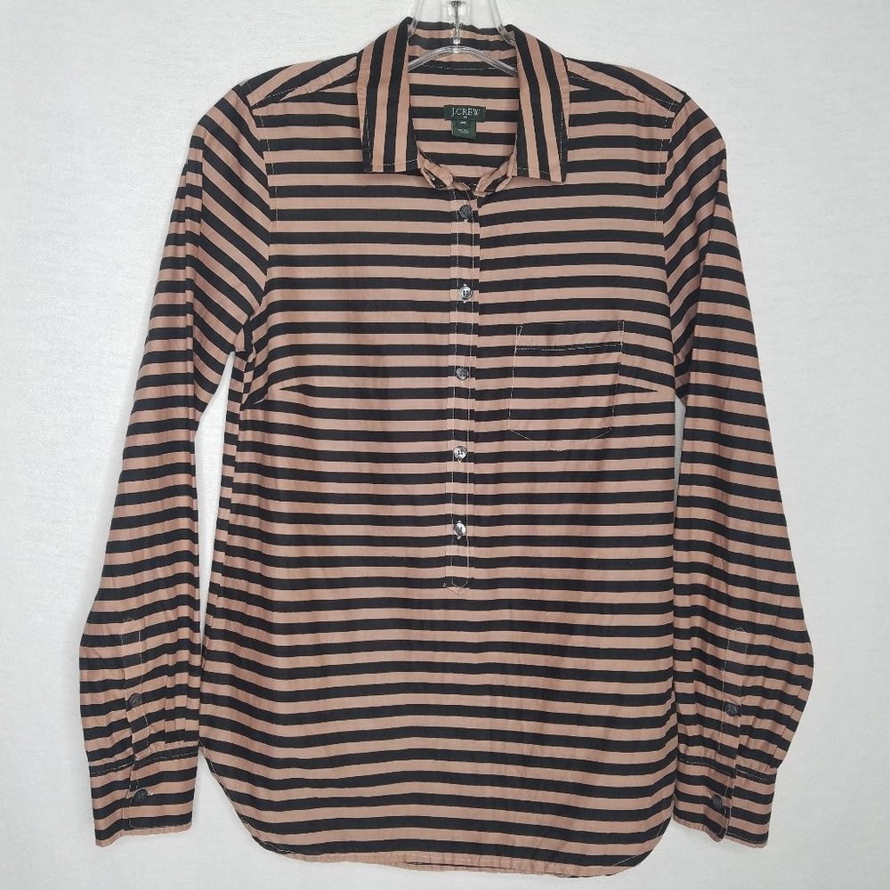 J Crew Popover Shirt Horizontal Striped XS